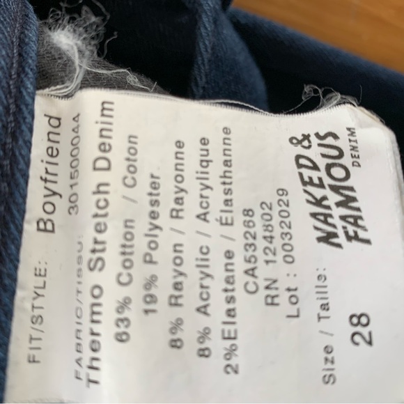 Naked and famous women jeans 28–thermo stretch boyfriend - Picture 3 of 9